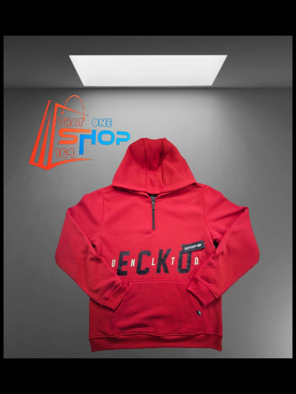 Ecko Unlimited Men's Bright Red Quarter-Zip Hoodie Size L